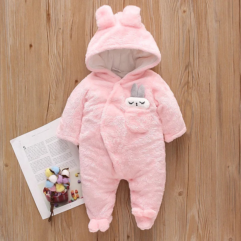 Baby Plush Romper – Warm Cartoon Climbing Outfit (0–2Y)