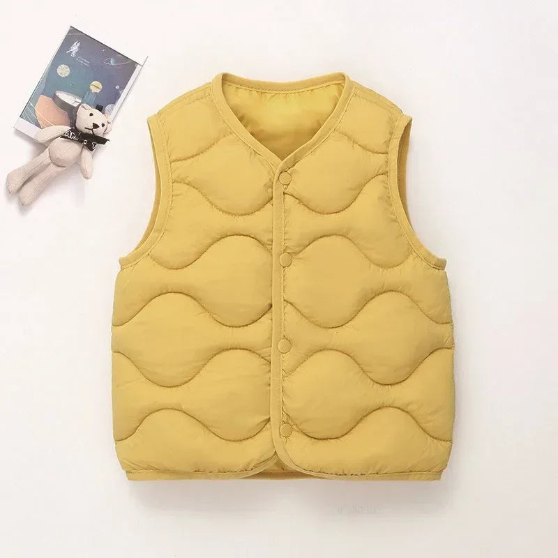 Children’s Warm Cotton Vest – Solid Autumn Winter Waistcoat for Kids