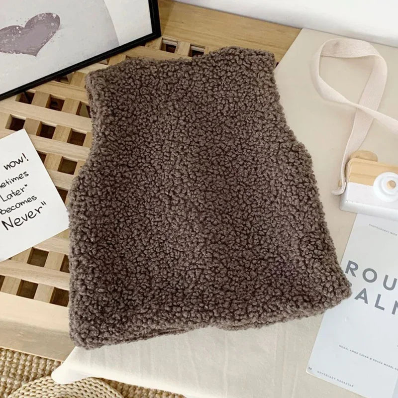 Autumn Winter Baby Plush Vest – Lamb Wool Warm Waistcoat for Kids