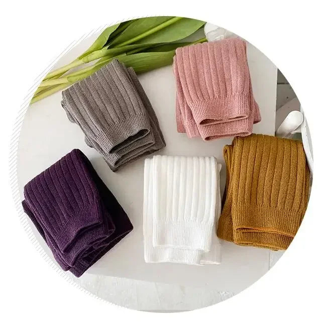 Baby Cotton Ribbed Leggings – Solid Color Pants for Kids (0–6Y)