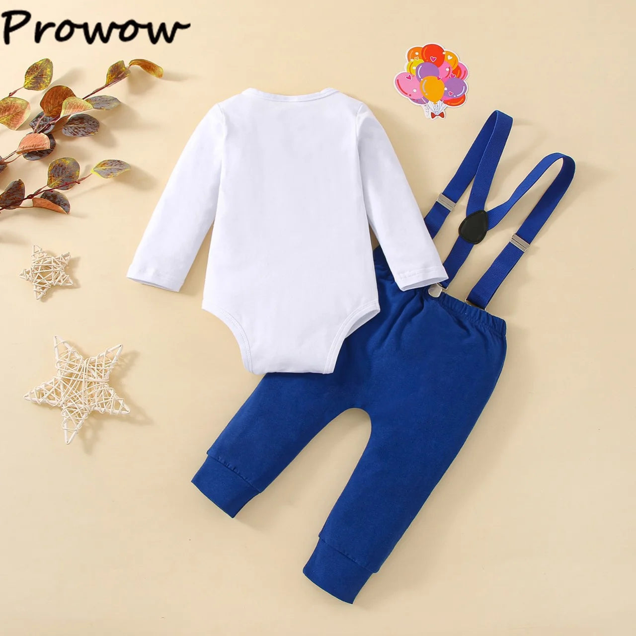 Baby Boy 1st Birthday Outfit – Balloon “1” Bodysuit & Suspender Shorts