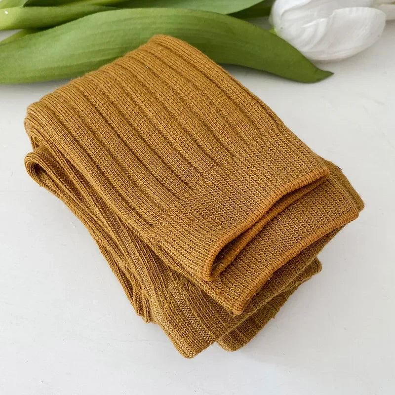 Baby Cotton Ribbed Leggings – Solid Color Pants for Kids (0–6Y)