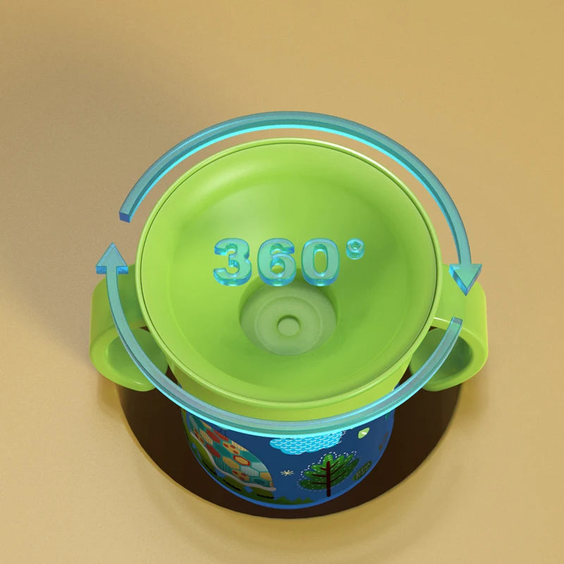 360° Cartoon Baby Training Cup – BPA-Free Leakproof with Handles