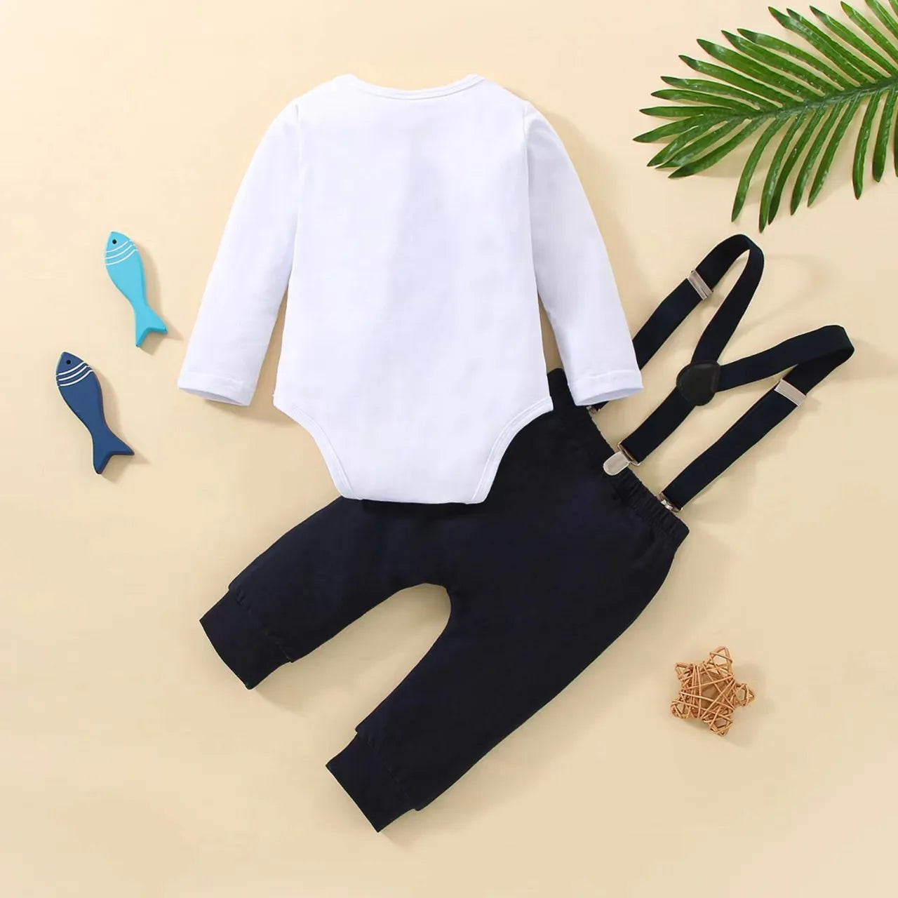 Baby Boy 1st Birthday Outfit – Balloon “1” Bodysuit & Suspender Shorts