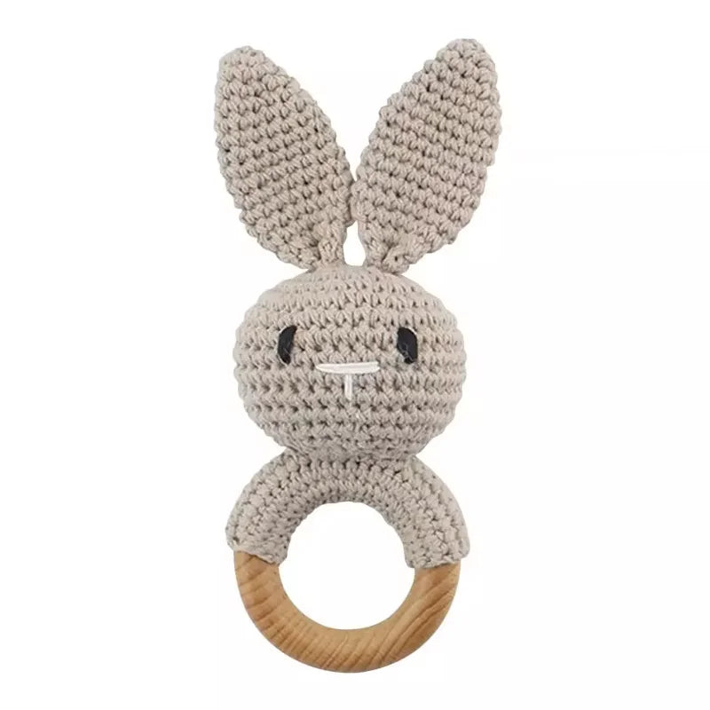 Baby Crochet Wooden Rabbit Rattle Toy