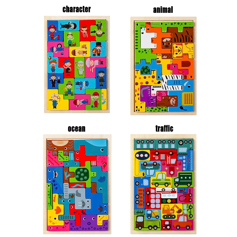 Montessori Animal & Transport Wooden Puzzle