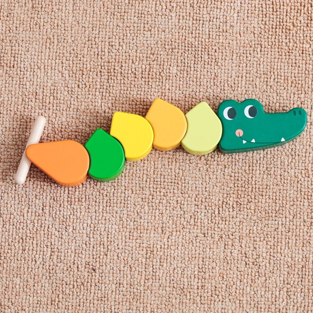 Baby Wooden Animal Threading Toy