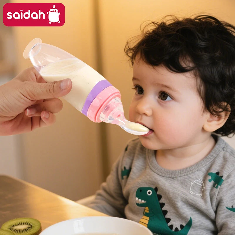 120ml Baby Silicone Food Squeeze Feeder – Detachable Spoon