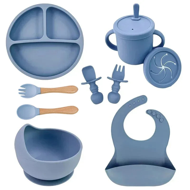 Silicone Baby Feeding Set – Bowl, Plate, Cup & Utensils