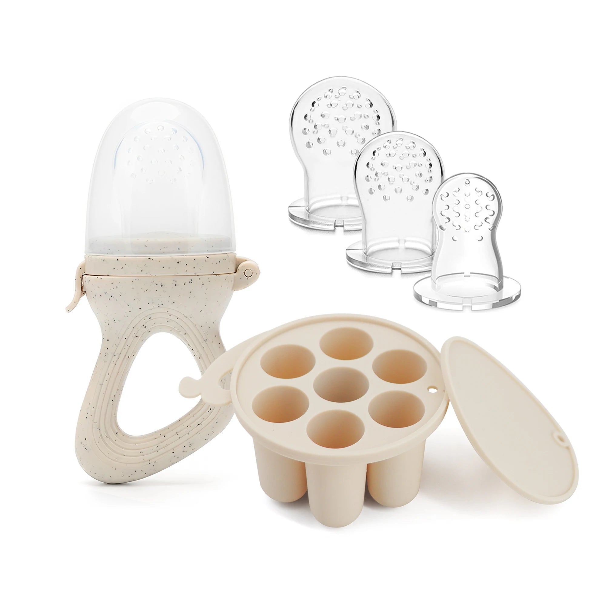 Baby Fruit Feeder Pacifier & Freezer Tray Set – Silicone Teether for Self-Feeding