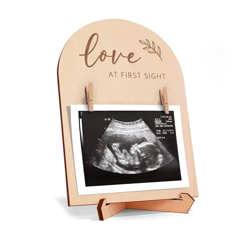 Wooden Double-Sided Photo Frame – Pregnancy & Newborn Gift