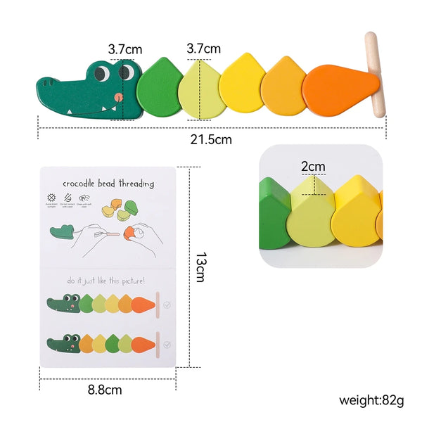 Baby Wooden Animal Threading Toy