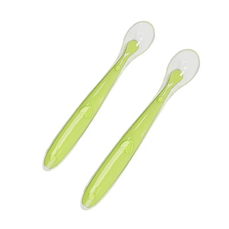 2pcs Baby Silicone Feeding Spoons with Storage Box – Soft Tip Training Tableware