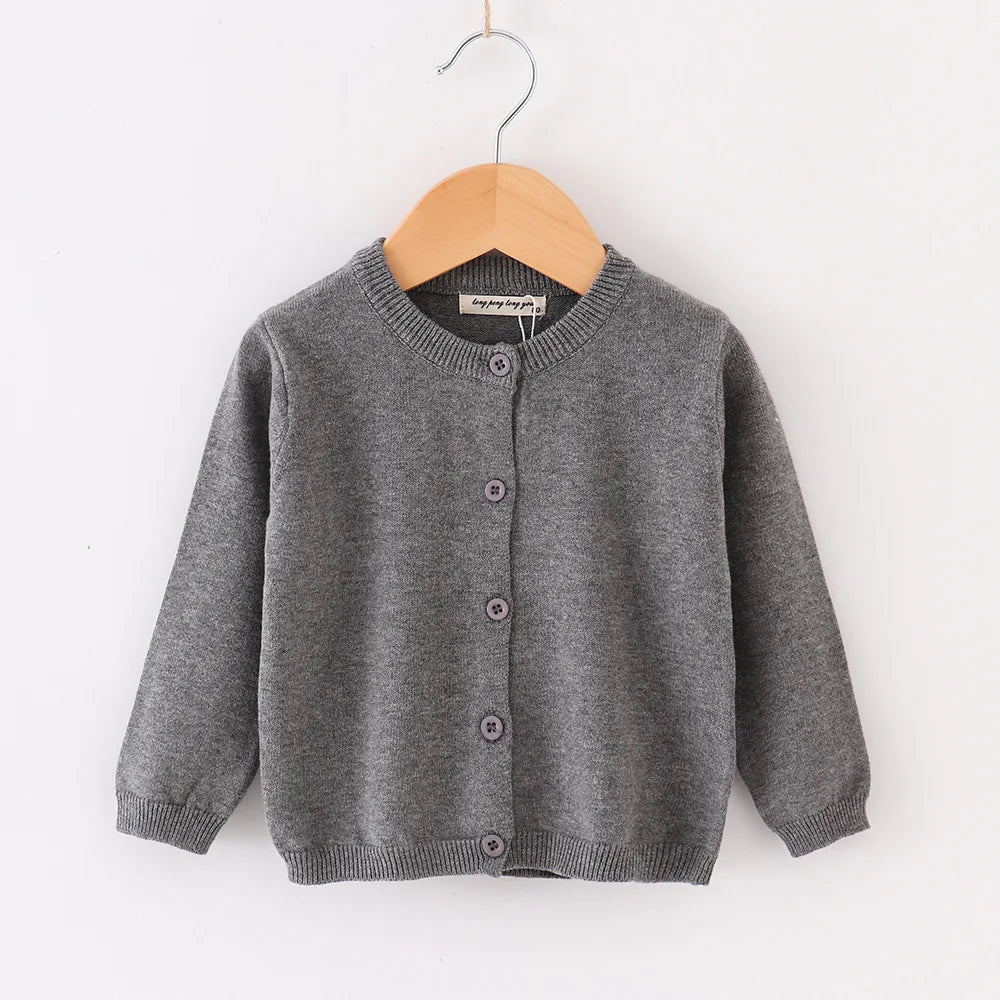 Baby & Toddler Knit Cardigan – Solid Color Autumn Sweater Jacket