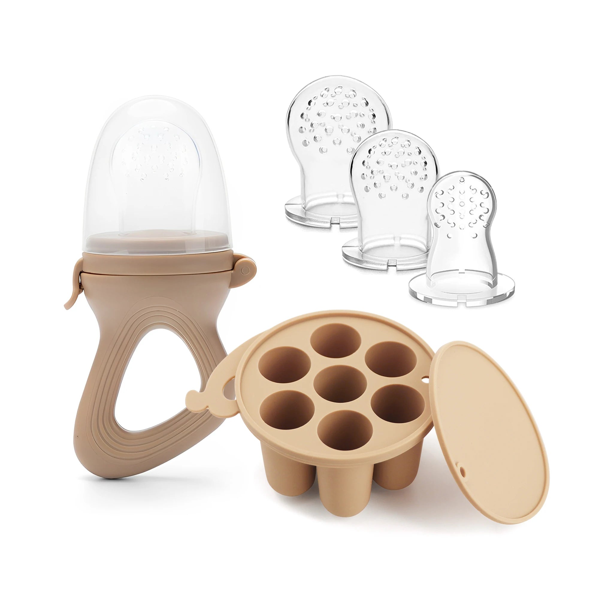 Baby Fruit Feeder Pacifier & Freezer Tray Set – Silicone Teether for Self-Feeding