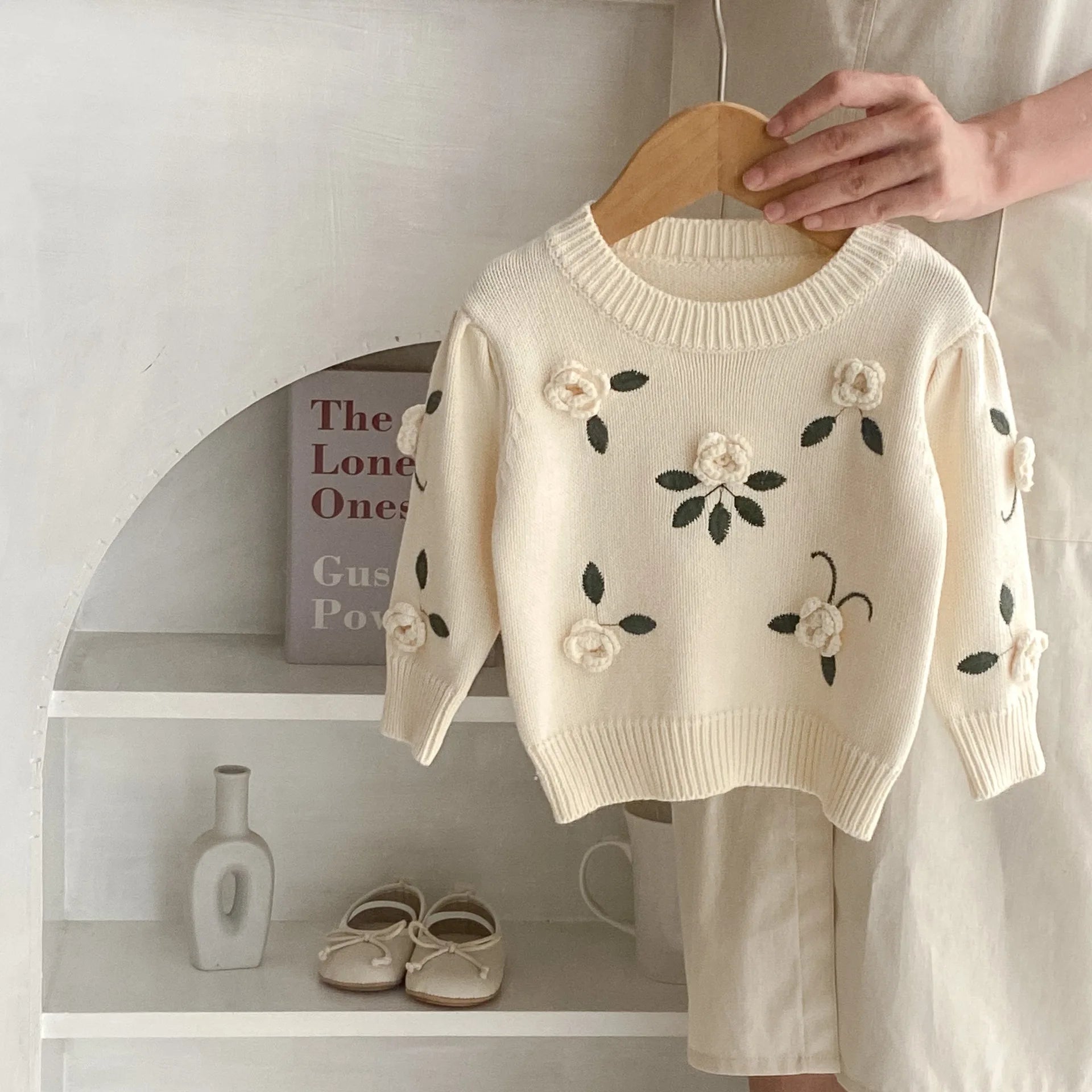 Autumn Baby Girl Knitted Sweater – Cotton Embroidered Pullover Top
