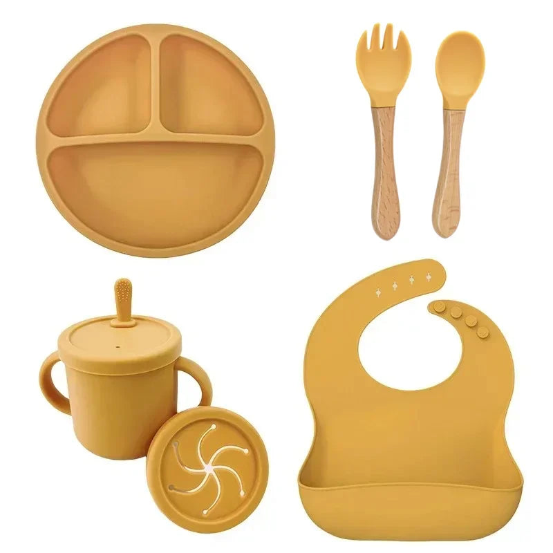 Silicone Baby Feeding Set – Bowl, Plate, Cup & Utensils