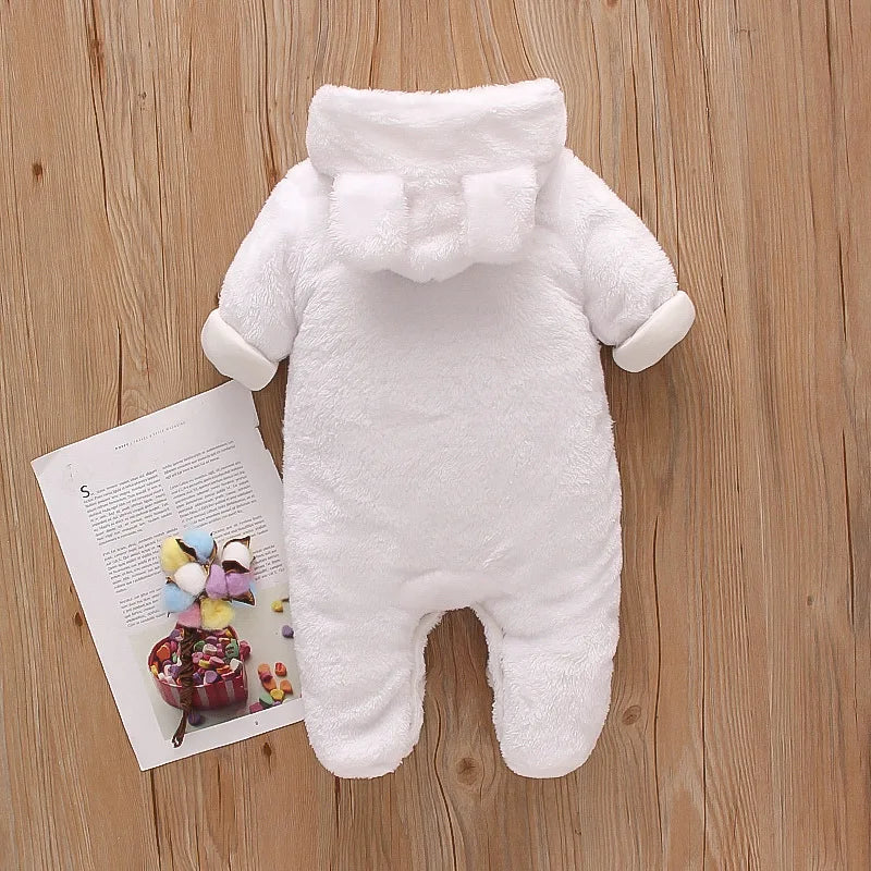 Baby Plush Romper – Warm Cartoon Climbing Outfit (0–2Y)