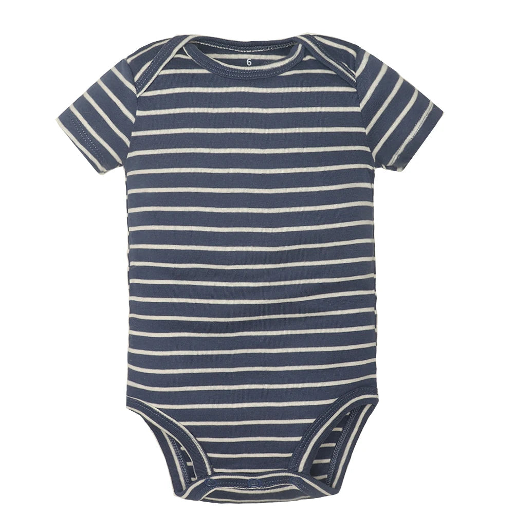 5PCS Baby Bodysuit Set – 100% Cotton Short Sleeve Jumpsuits (6–24M)