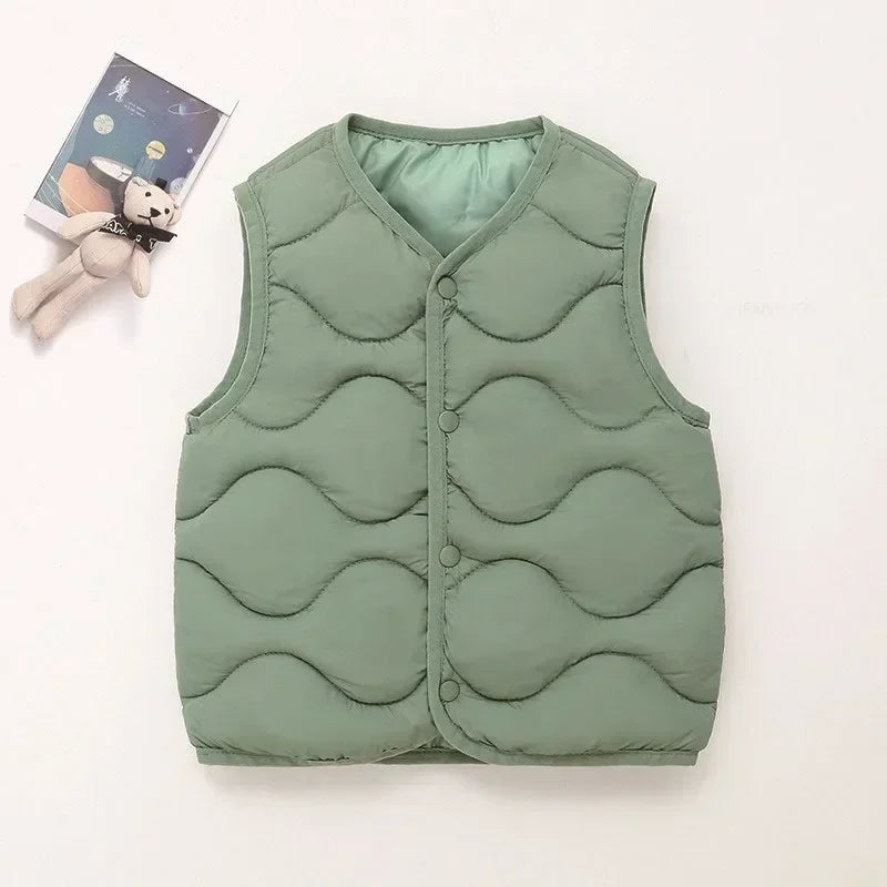 Children’s Warm Cotton Vest – Solid Autumn Winter Waistcoat for Kids