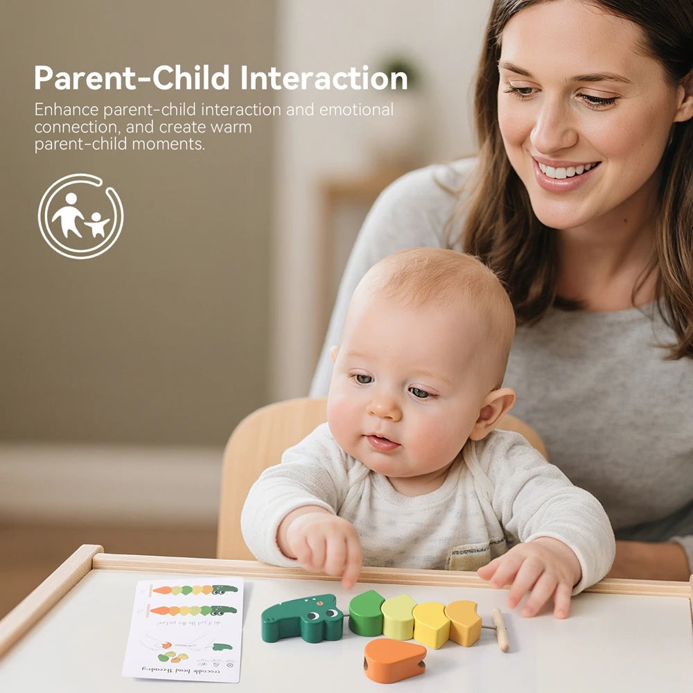 Baby Wooden Animal Threading Toy