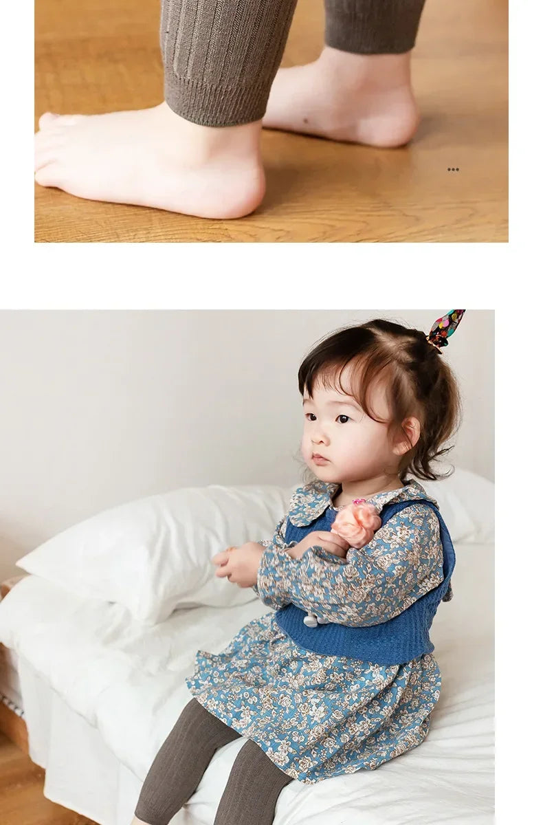 Baby Cotton Ribbed Leggings – Solid Color Pants for Kids (0–6Y)