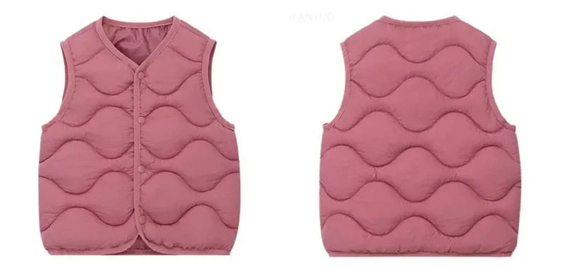 Children’s Warm Cotton Vest – Solid Autumn Winter Waistcoat for Kids