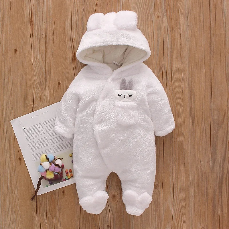 Baby Plush Romper – Warm Cartoon Climbing Outfit (0–2Y)