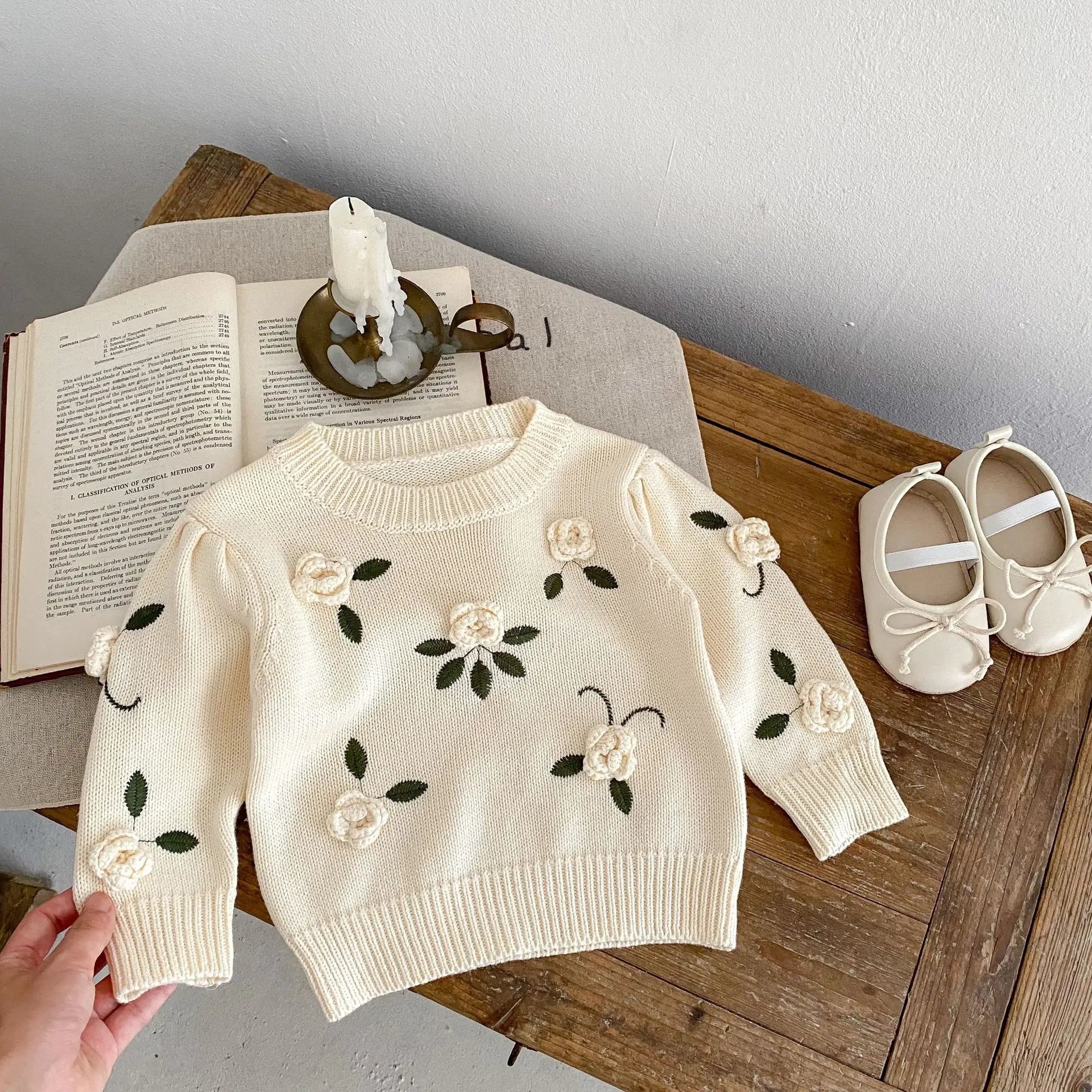 Autumn Baby Girl Knitted Sweater – Cotton Embroidered Pullover Top
