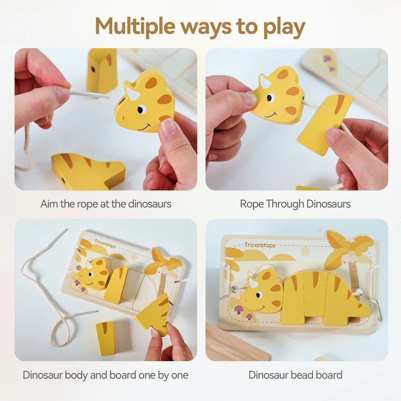 Baby Wooden Animal Threading Toy