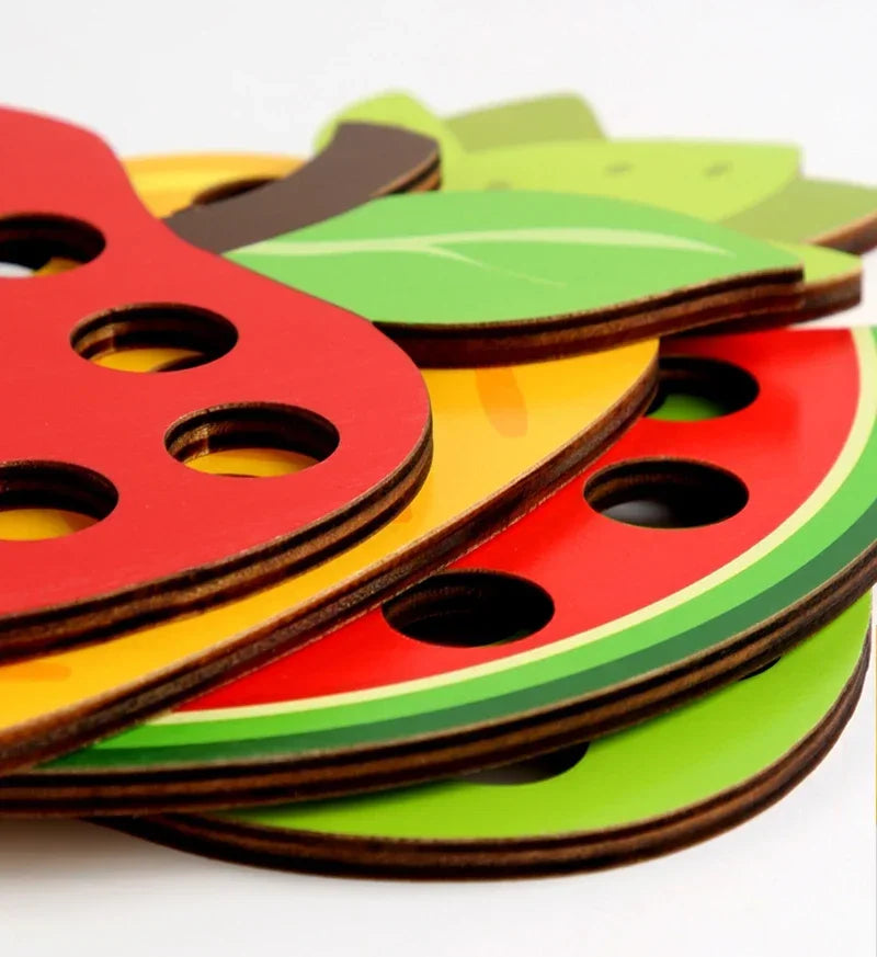 Wooden Fruit Lacing Toy Set