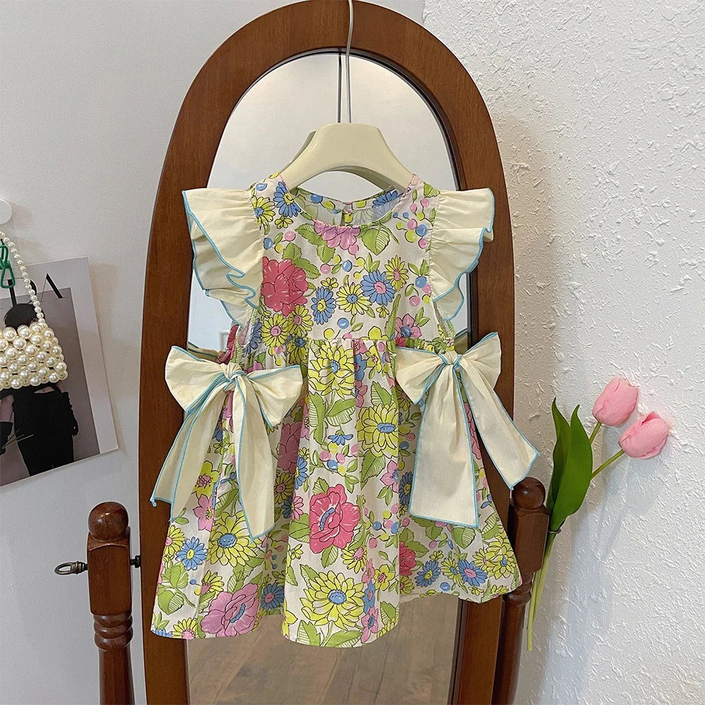 Bear Leader Girls Plaid Bow Midi Dress – Elegant Princess