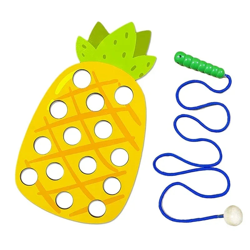 Wooden Fruit Lacing Toy Set
