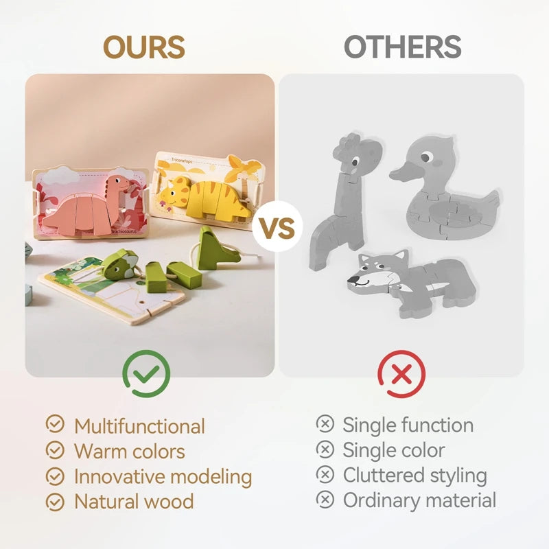 Baby Wooden Animal Threading Toy