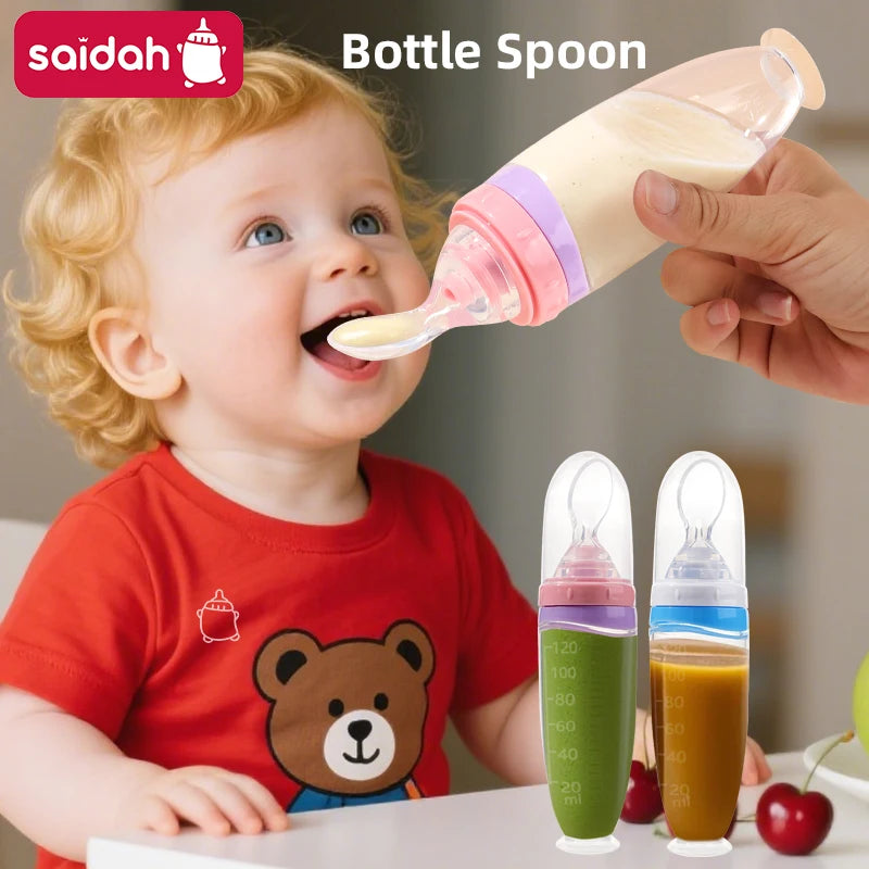 120ml Baby Silicone Food Squeeze Feeder – Detachable Spoon
