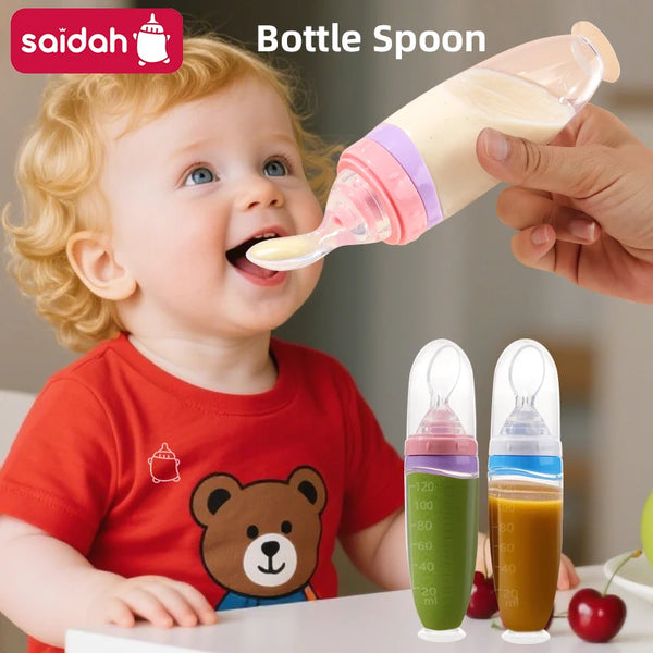 120ml Baby Silicone Food Squeeze Feeder – Detachable Spoon