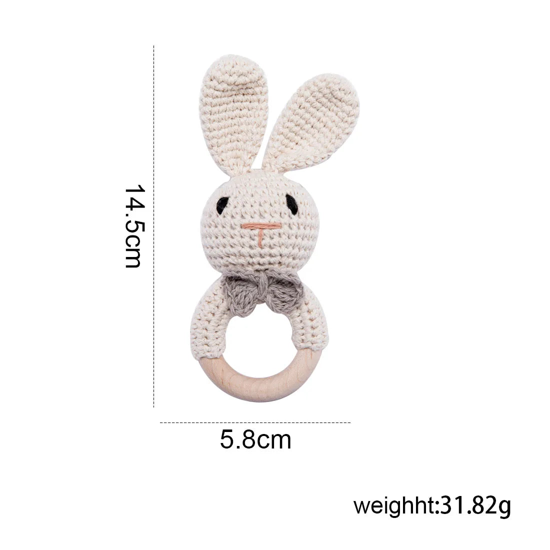 Baby Crochet Wooden Rabbit Rattle Toy