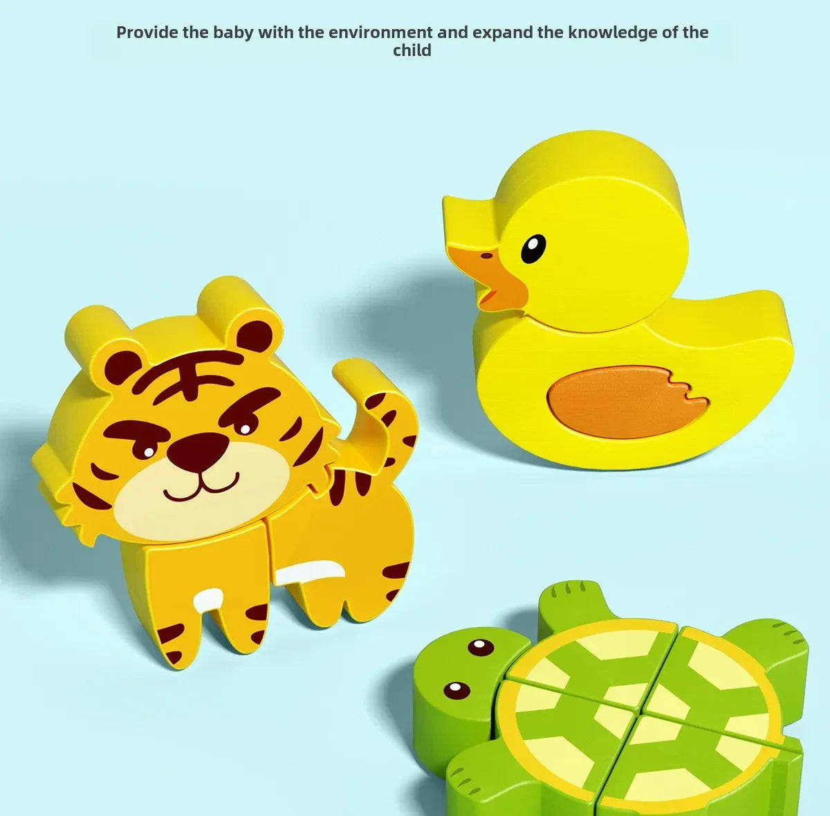 Montessori 3D Wooden Animal Traffic Puzzle – Educational Toy