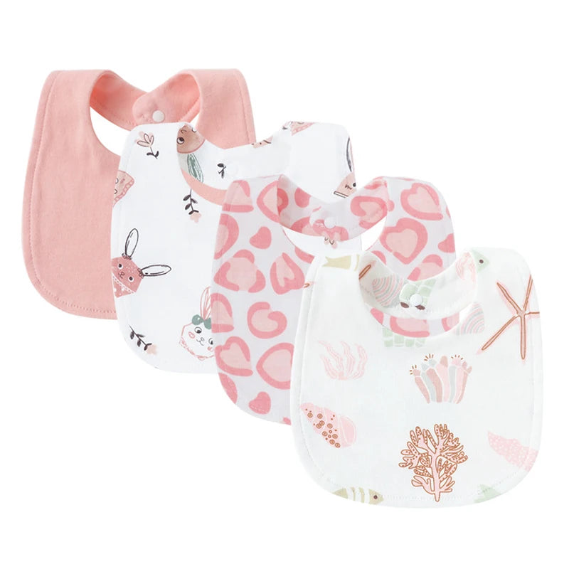 4-Piece Baby Bibs Set – Cotton Cartoon Burp Cloths