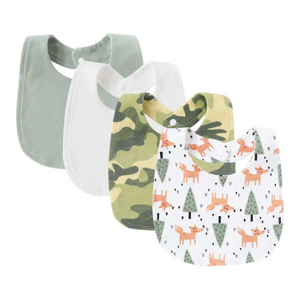 4-Piece Baby Bibs Set – Cotton Cartoon Burp Cloths