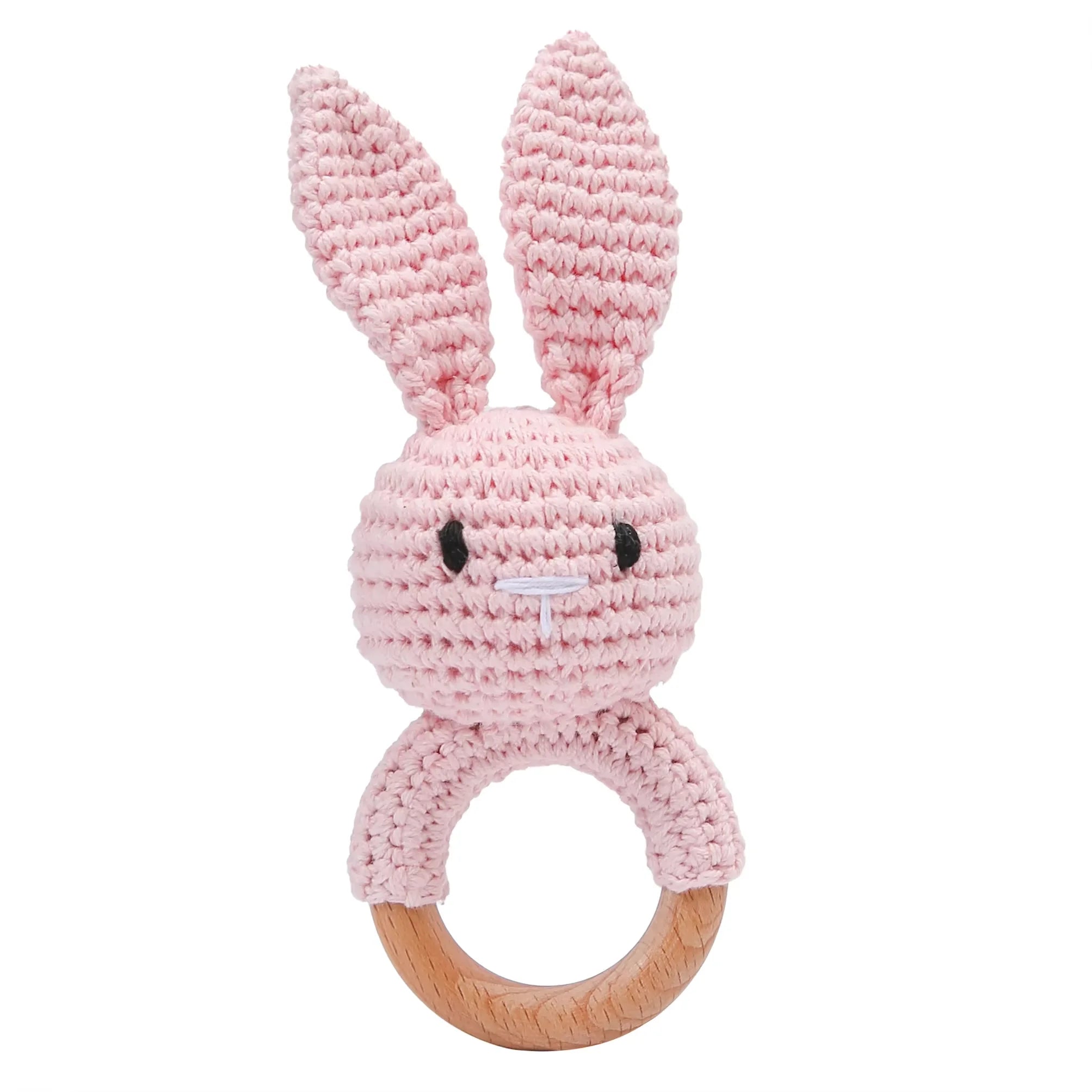 Baby Crochet Wooden Rabbit Rattle Toy