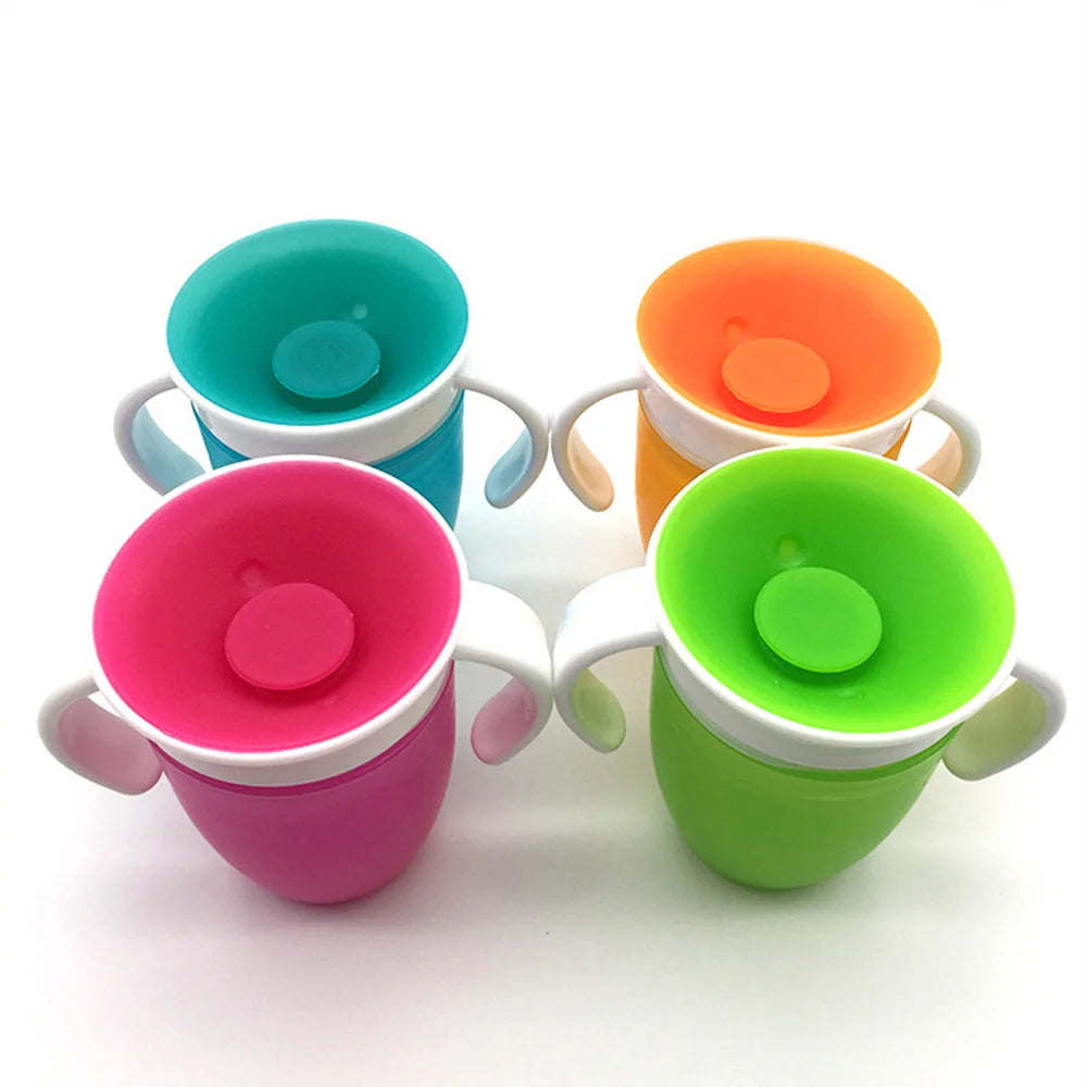 360° Baby Training Cup – Leakproof Silicone with Handles & Flip Lid