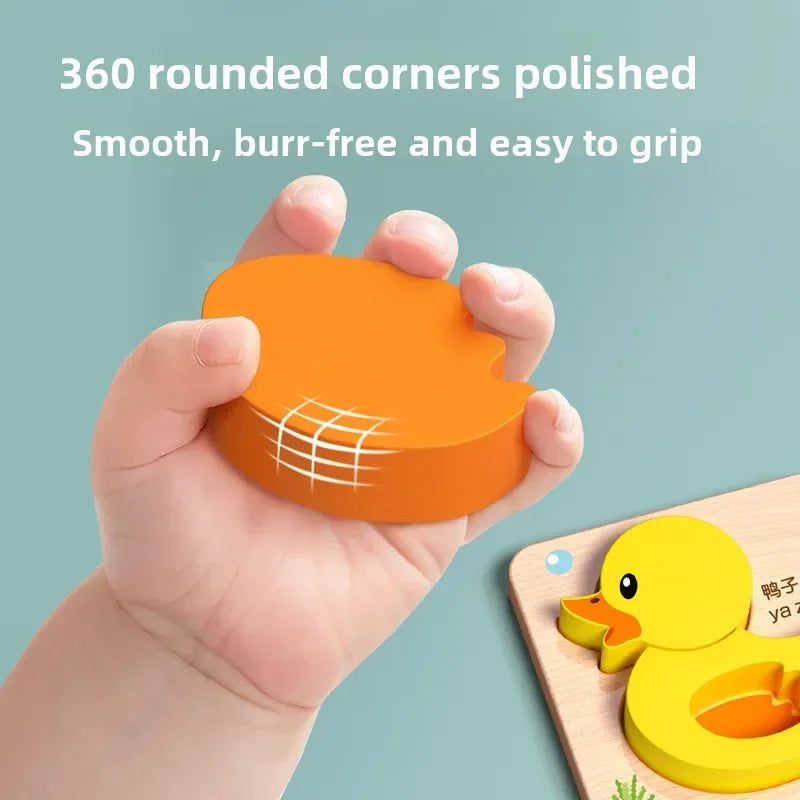 Montessori 3D Wooden Animal Traffic Puzzle – Educational Toy