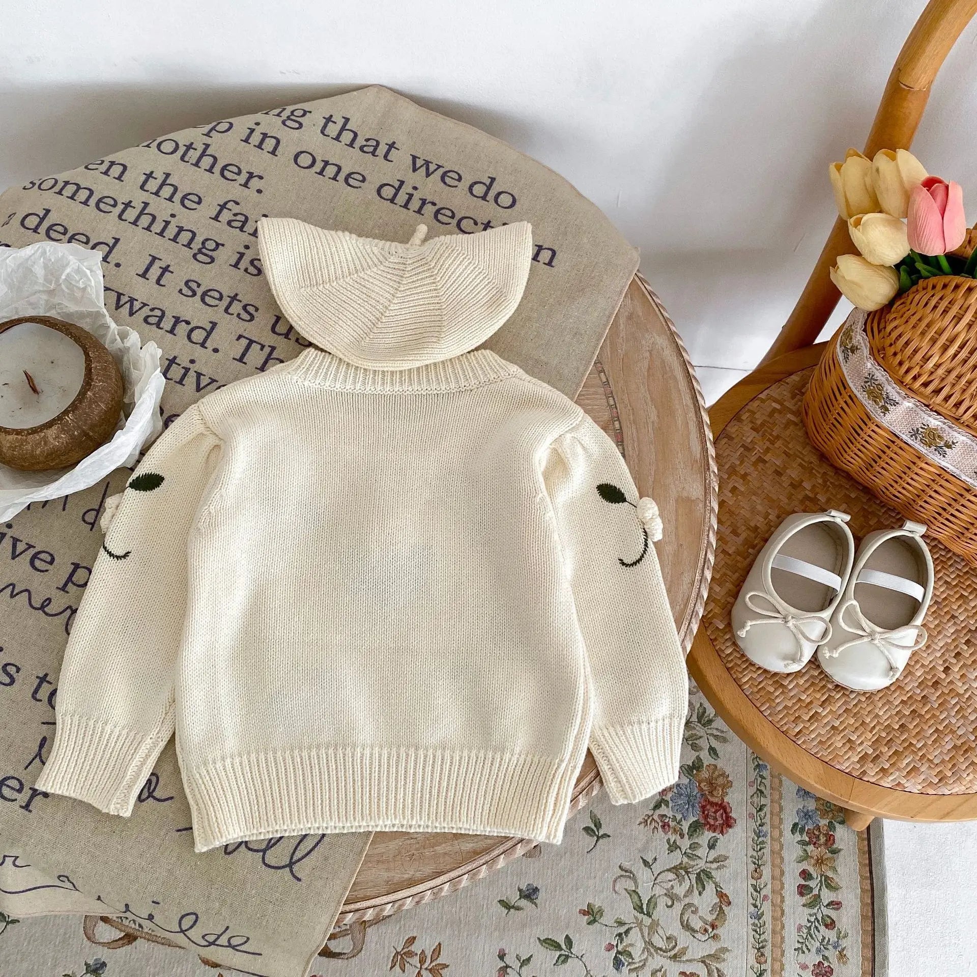 Autumn Baby Girl Knitted Sweater – Cotton Embroidered Pullover Top
