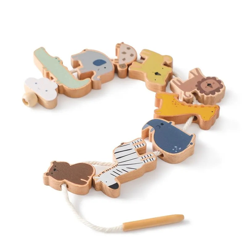 Baby Wooden Animal Threading Toy