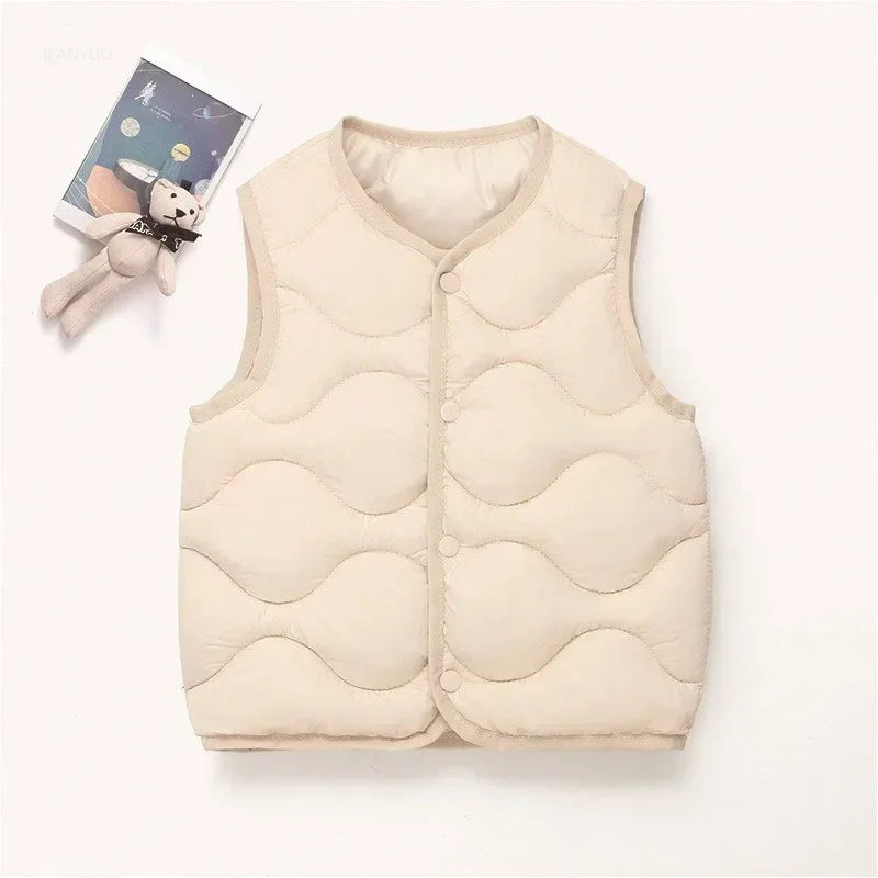Children’s Warm Cotton Vest – Solid Autumn Winter Waistcoat for Kids
