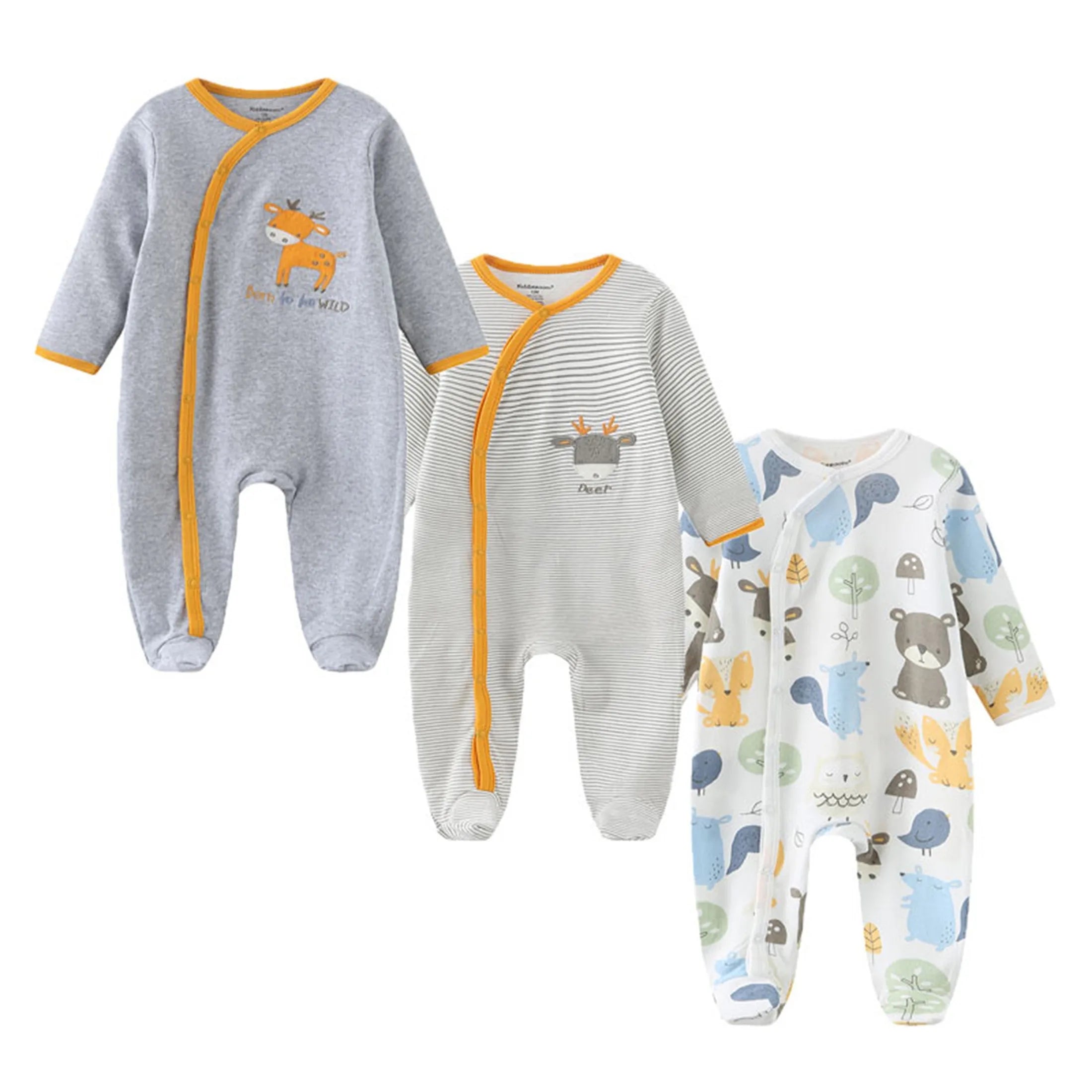 3-Piece Baby Cotton Romper Set