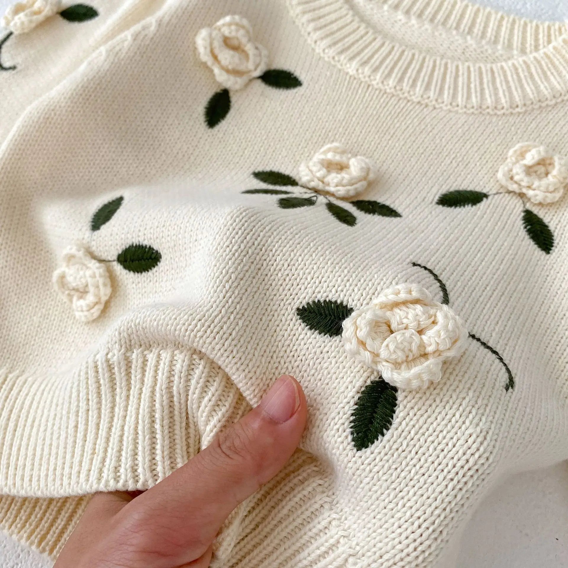 Autumn Baby Girl Knitted Sweater – Cotton Embroidered Pullover Top