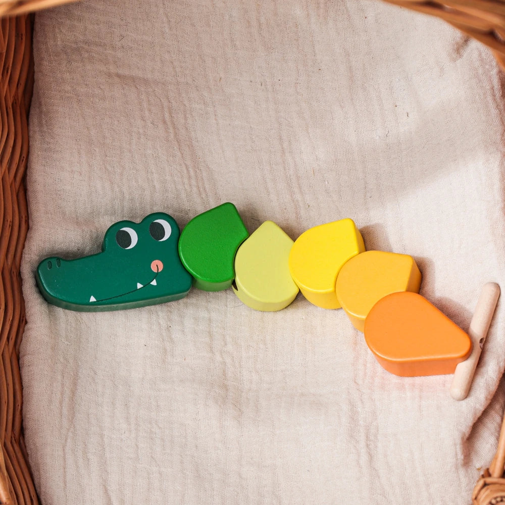 Baby Wooden Animal Threading Toy