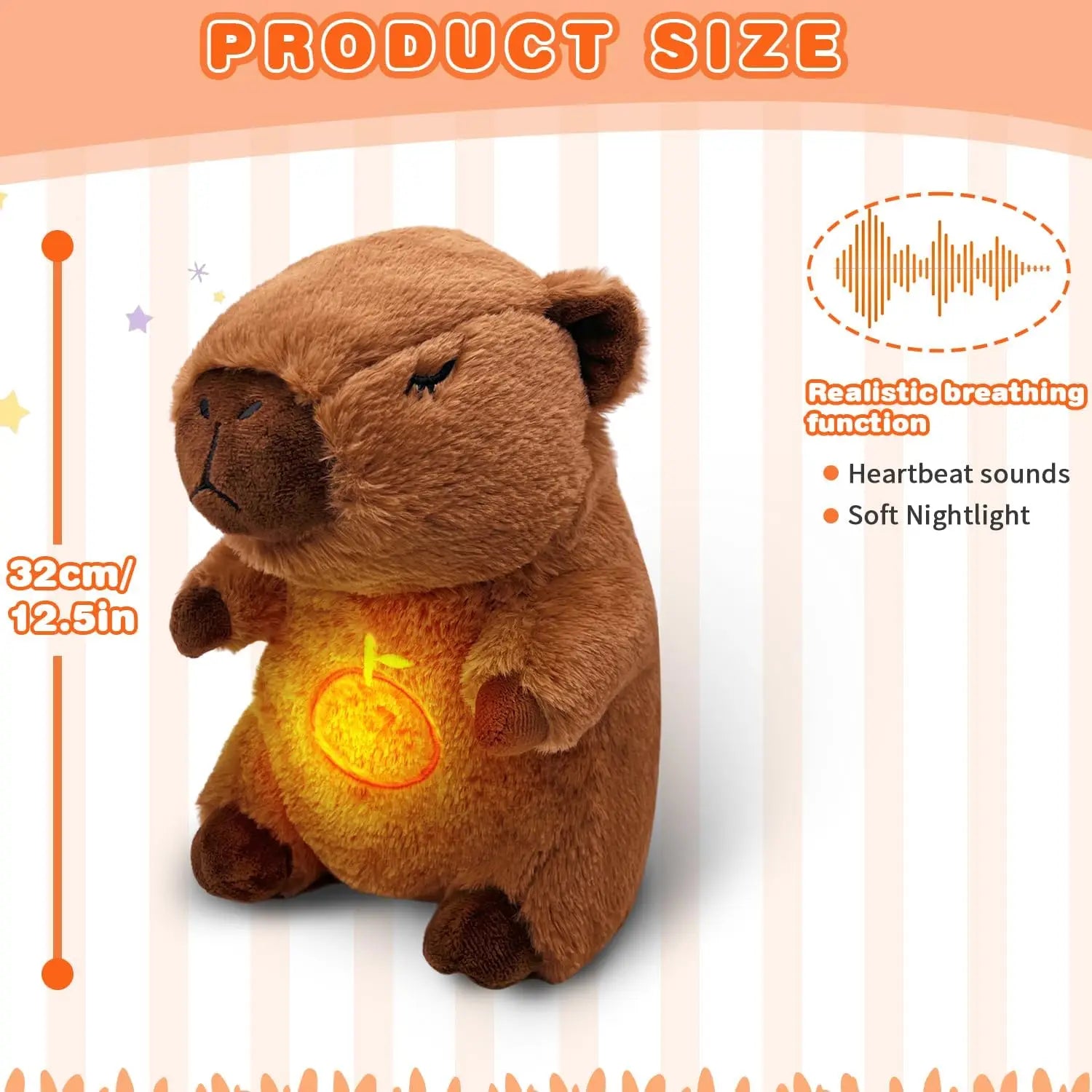 Breathing Capybara Plush Toy with Sound & Light
